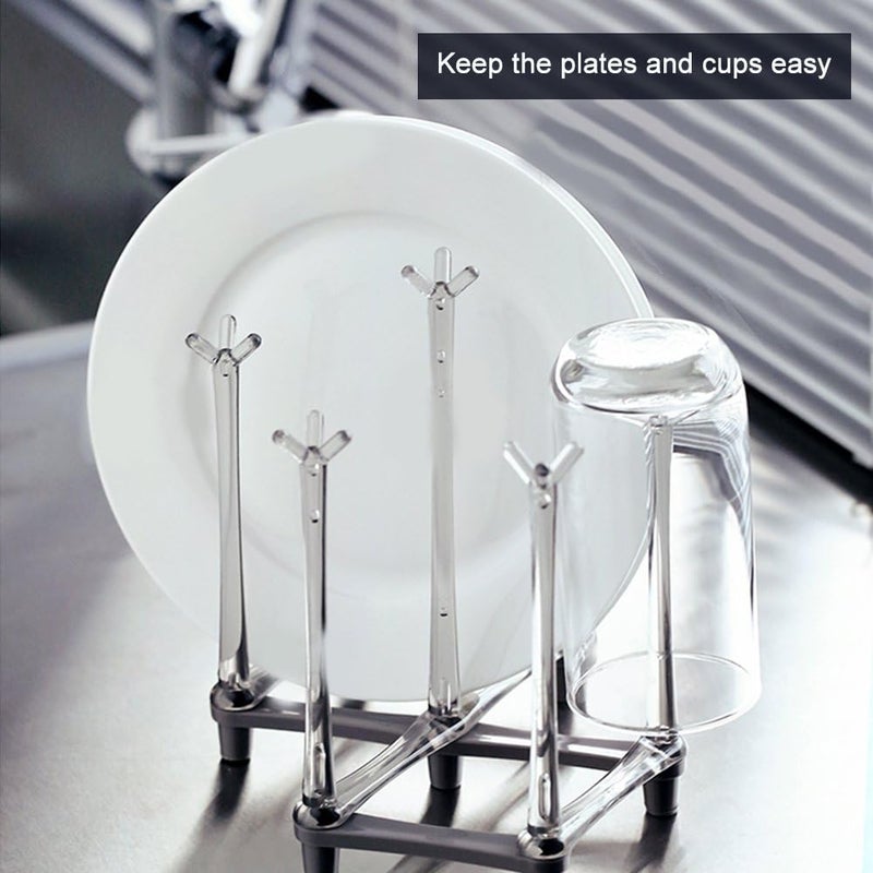 Marbrasse Retractable Cup Drying Rack, Drinking Glass and Sports Bottle Drainer Stand, Plastic Bag Dryer with Non-Slip Bottom for Kitchen Countertop - Image 4