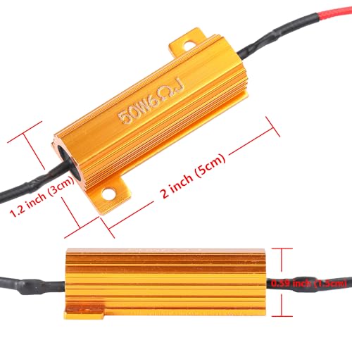 Aaron 4Pcs 50W 6ohm Load Resistors - Fix LED Bulb Fast Hyper Flash Turn Signal Blink Error Code (Resistors get very hot during working) - Image 2