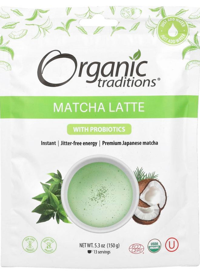 Organic Traditions Matcha Latte with Probiotics 5.3 oz (150 g) 