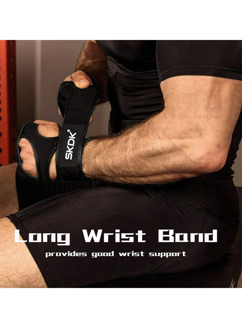 SKDK Weight Lifting Gloves, Strong Impact Resistance Weight Lifting Fitness Gloves With Wrist Wraps, Silicone Gel Full Palm Protection Gym Workout Gloves For Men, (Size L, Black) - Image 5