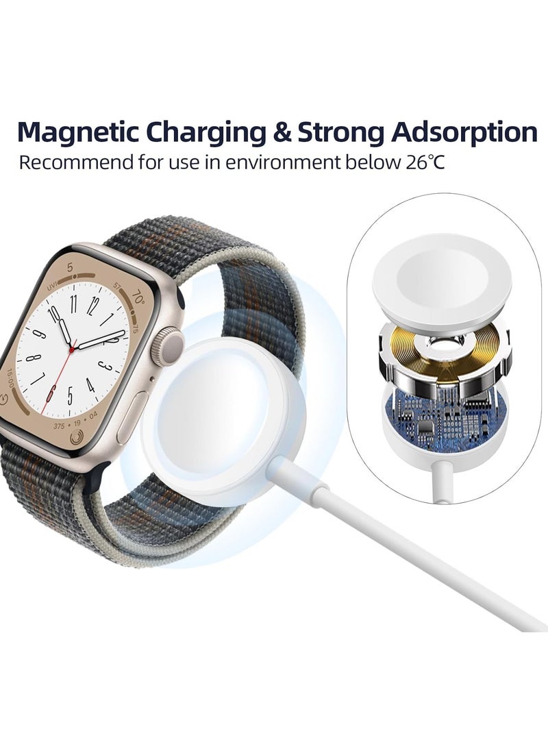Beauenty - Wireless Fast Charging USB C Watch Charger Cord Compatible for Apple Watch, Magnetic Watch Charging Cable Compatible for Watch Series 9/8/7/Ultra/Ultra2/SE2/6/5/4/3/2/1/SE1, Type C Cord, 1M - Image 1