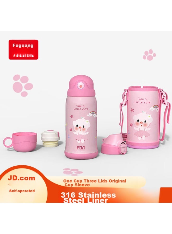 Fga Fuguang Children's Insulated Cup, 316 Stainless Steel, With Straw, Large Capacity Water Bottle, Drinking Cup, Three Lids - Image 1