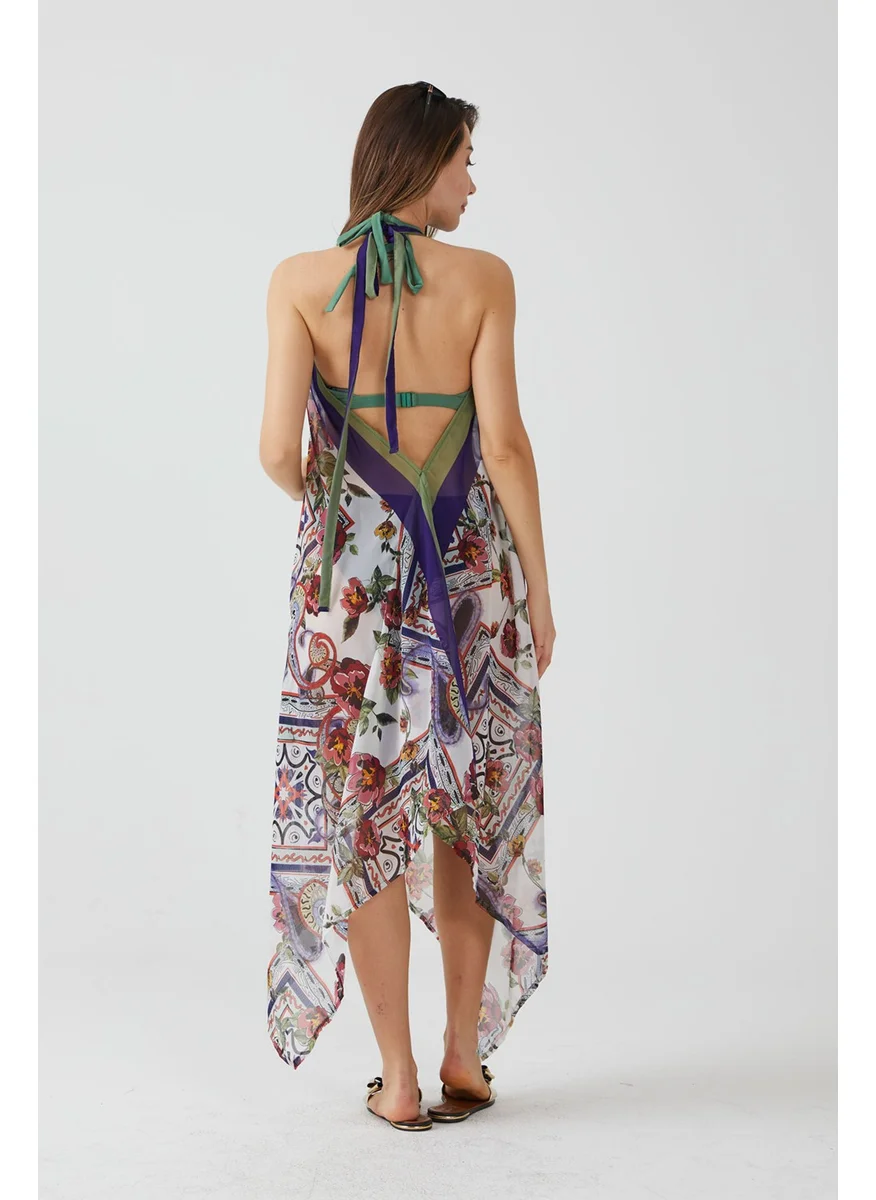 ايس هوم Fashion Tile Pattern Black Beach Dress