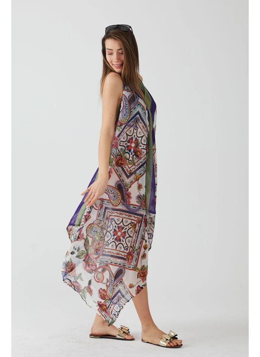 ايس هوم Fashion Tile Pattern Black Beach Dress
