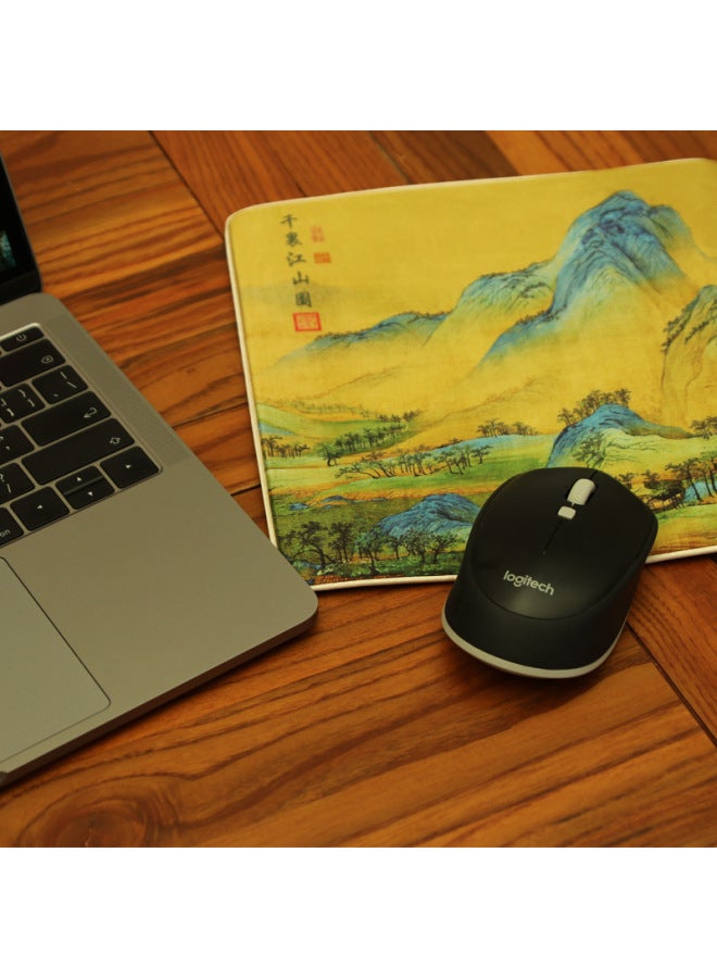 Chinese Style Creative Culture Silk Art Mouse Mat Coaster Meeting Celebration Tourism Foreign Affairs Souvenir Accompanying Ceremony-Pattern:All The Way Lotus Rise  - Image 3