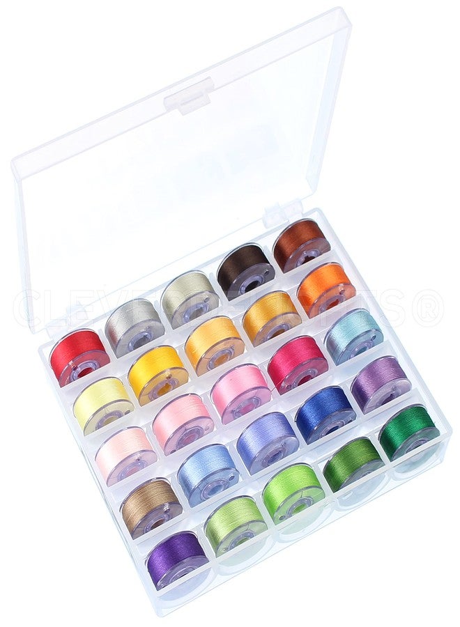 CleverDelights 25 Color Prewound Bobbins Set - Size A (Class 15) Bobbins - 75D/2 60WT Polyester Thread - Image 2