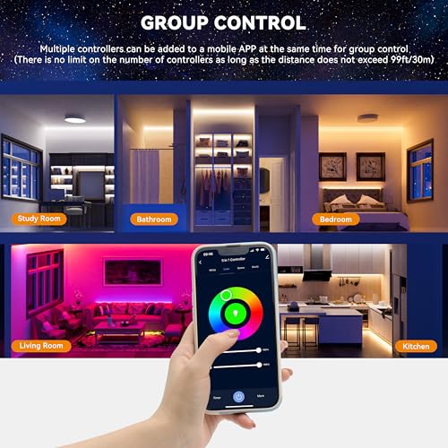 PAUTIX WiFi 5-in-1 LED Controller Dimmable for Monochrome CCT RGB RGBW RGBCCT LED Strip Lights Compatible with Tuya APP/Smart Life/Alexa/Google Home/Siri,DC12-24V Lights Controller(Without Battery) - Image 5
