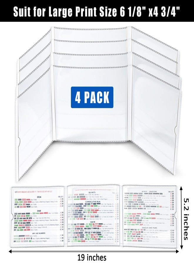 tutata 2026 Mahjong Card Sleeve Set, 4PCS Clear Cover with 320 pcs Mahjong Card Line Finder Highlighter Tape - Fit Large Print Size (6 1/8" x4 3/4") - Image 4