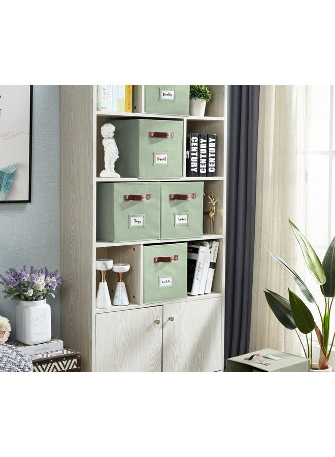 DECOMOMO Storage Bins, Cube Storage Bin with Labels, Fabric Storage Cubes for Shelves (10.5" x 11" / 6pcs, Sage Green) - Image 1