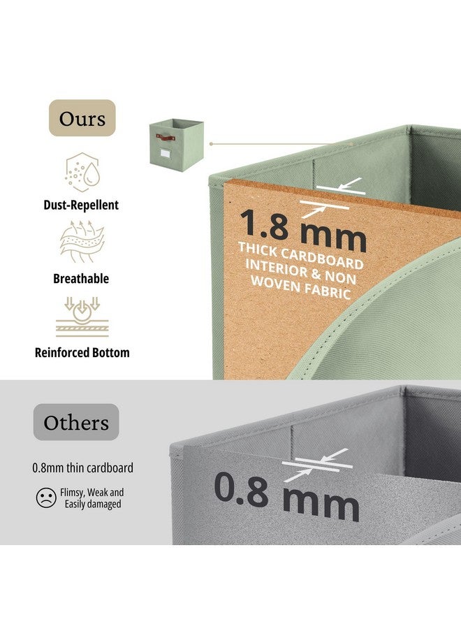 DECOMOMO Storage Bins, Cube Storage Bin with Labels, Fabric Storage Cubes for Shelves (10.5" x 11" / 6pcs, Sage Green) - Image 3