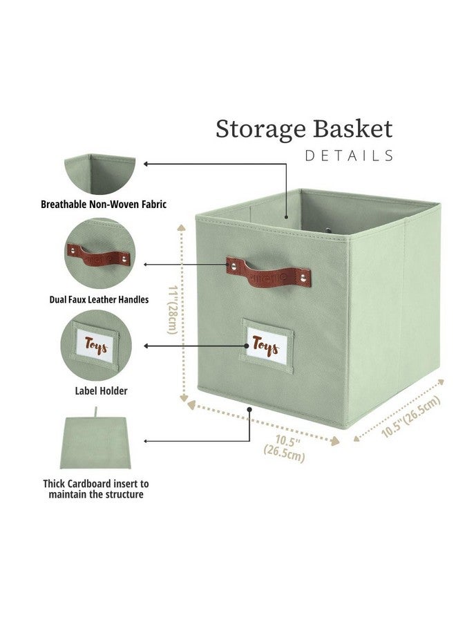 DECOMOMO Storage Bins, Cube Storage Bin with Labels, Fabric Storage Cubes for Shelves (10.5" x 11" / 6pcs, Sage Green) - Image 4