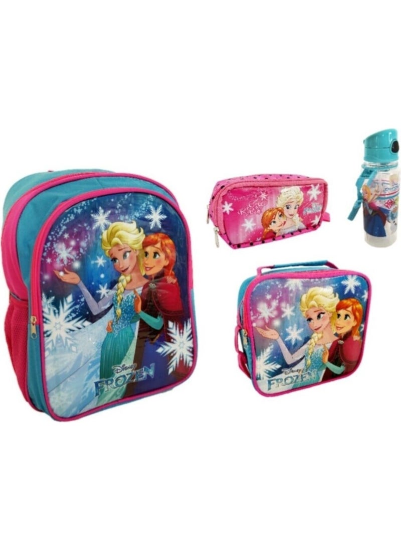 Hakan Çanta Hakan Bag Frozen School Bag Lunch Box Pen Holder Water Bottle Set of 4 