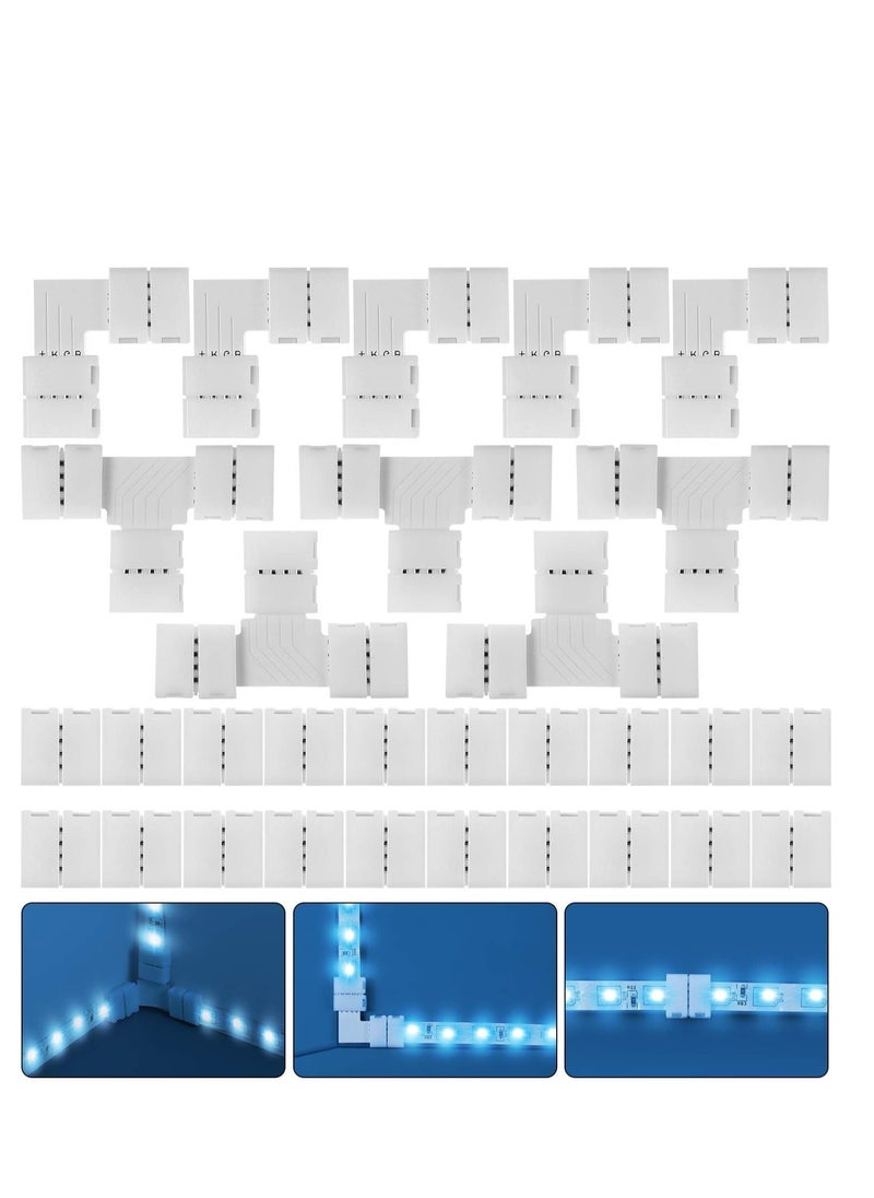 ماركة غير محددة مجموعة كاملة من 30 قطعة وصلات شريط LED RGB ازوني وصلة محول بدون فجوات بـ4 دبابيس متوافقة مع اس ام دي 5050 20 و5 L و5 موصلات T 10 ملم ألوان متعددة  - Image 1