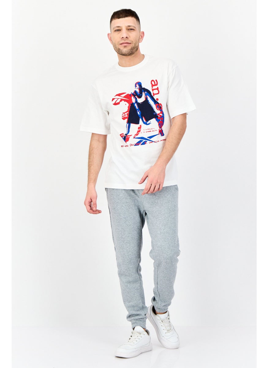 Reebok Men Sportswear Fit Short Sleeve Outdoor T-Shirt, White  - Image 2