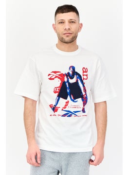 Reebok Men Sportswear Fit Short Sleeve Outdoor T-Shirt, White  - Image 1
