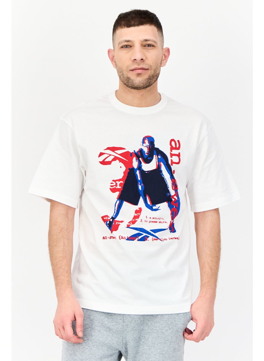 Reebok Men Sportswear Fit Short Sleeve Outdoor T-Shirt, White  - Image 1