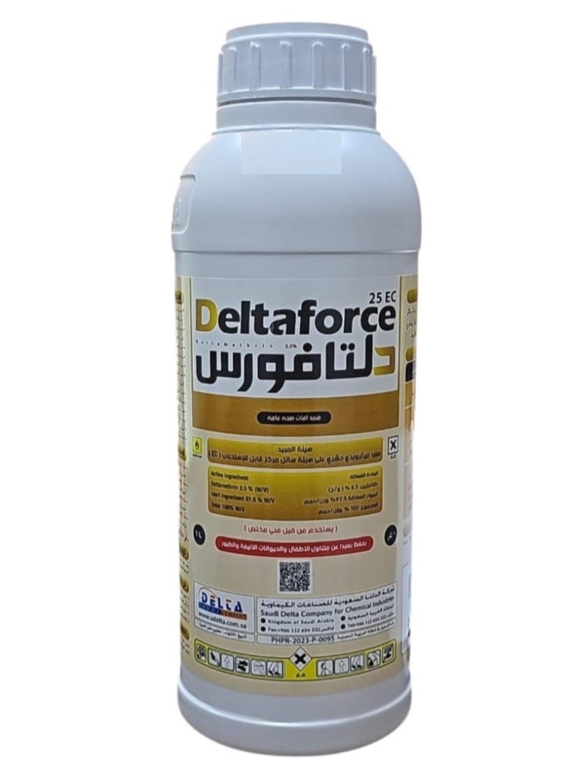 Deltaforce Deltaforce 25 EC Insecticide Liquid for eliminating cockroaches bedbugs mosquitoes flies ants and gnats 1 liter