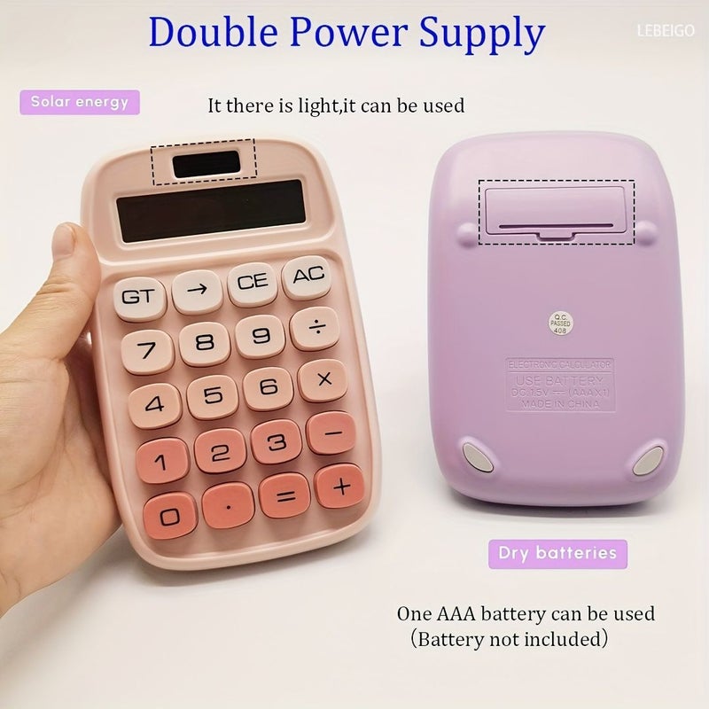 Blue Portable Dual Power Desktop Calculator Solar Battery Compact Office School Home - Image 4