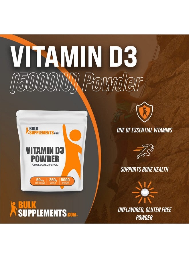 BULKSUPPLEMENTS.COM Vitamin D3 Powder Cholecalciferol For Bone Support Unflavored & Gluten Free 50Mg With 125Mcg (5000Iu) Of Vitamin D3 Per Serving (250 Grams 8.8 Oz) - Image 4