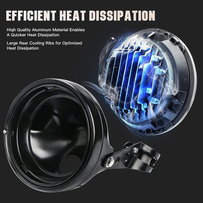 LEDOPPO 7 Inch LED Motorcycle Headlight Round with Housing Bucket Turn Signal DRL Hi/Low Beam Headlight for Harley Honda Suzuki Yamaha Kawasaki Cafe Racer Chopper Bobber Motorcycle - Image 3