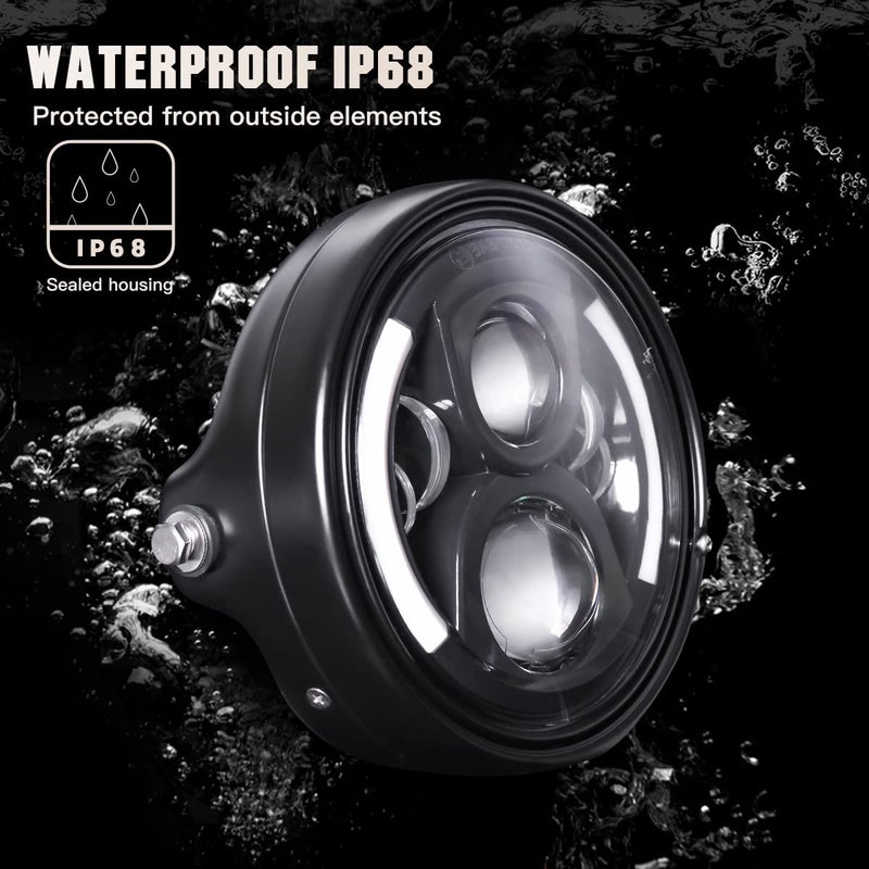 LEDOPPO 7 Inch LED Motorcycle Headlight Round with Housing Bucket Turn Signal DRL Hi/Low Beam Headlight for Harley Honda Suzuki Yamaha Kawasaki Cafe Racer Chopper Bobber Motorcycle - Image 4