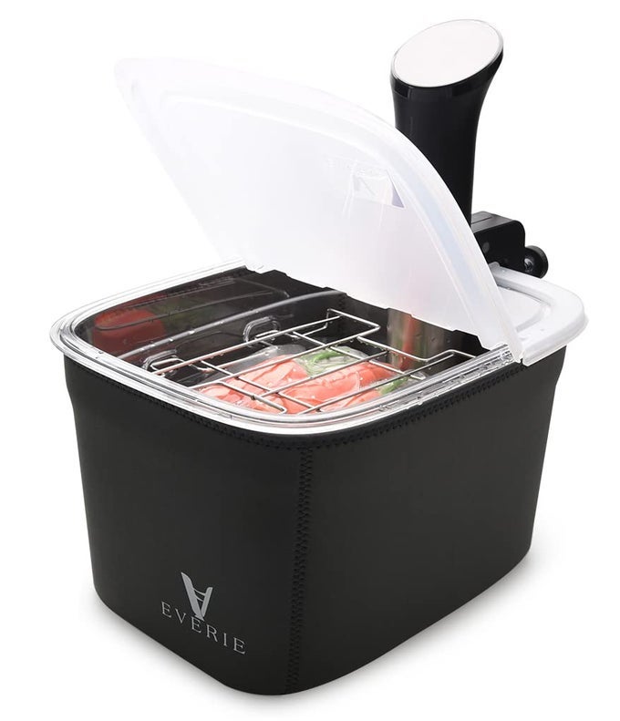 SOUS VIDE CONTAINER 12 QUARTS WITH COLLAPSIBLE HINGE LID AND CONTAINER SLEEVE COMPATIBLE WITH ANOVA NANO AN400 AND AN500US00 AND MINI AND INSTANT POT SOUS VIDE COOKER KIT1202NANO