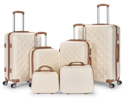 LIMRA Hardside 6 Piece Luggage Trolley Set Beige/Gold