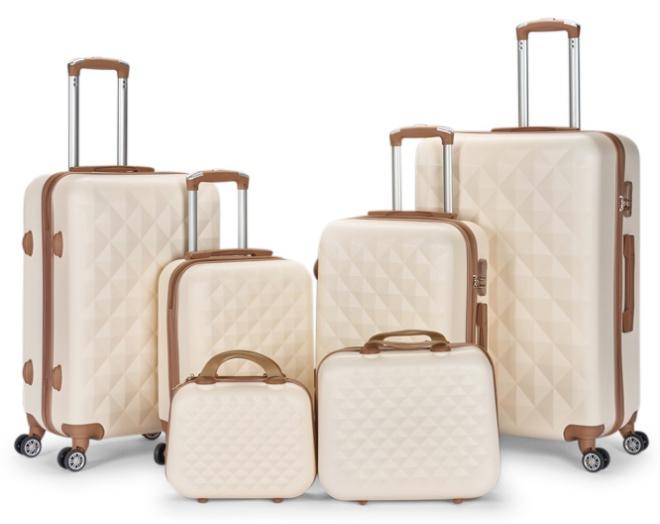 LIMRA Hardside 6 Piece Luggage Trolley Set Beige/Gold - Image 1
