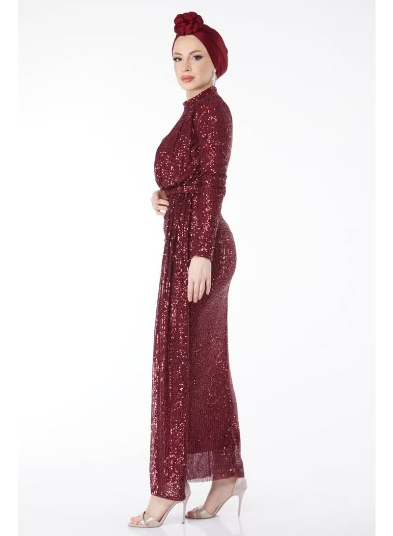 Tofisa 24598-BORDE Double-breasted Sequined Evening Dress - Image 3