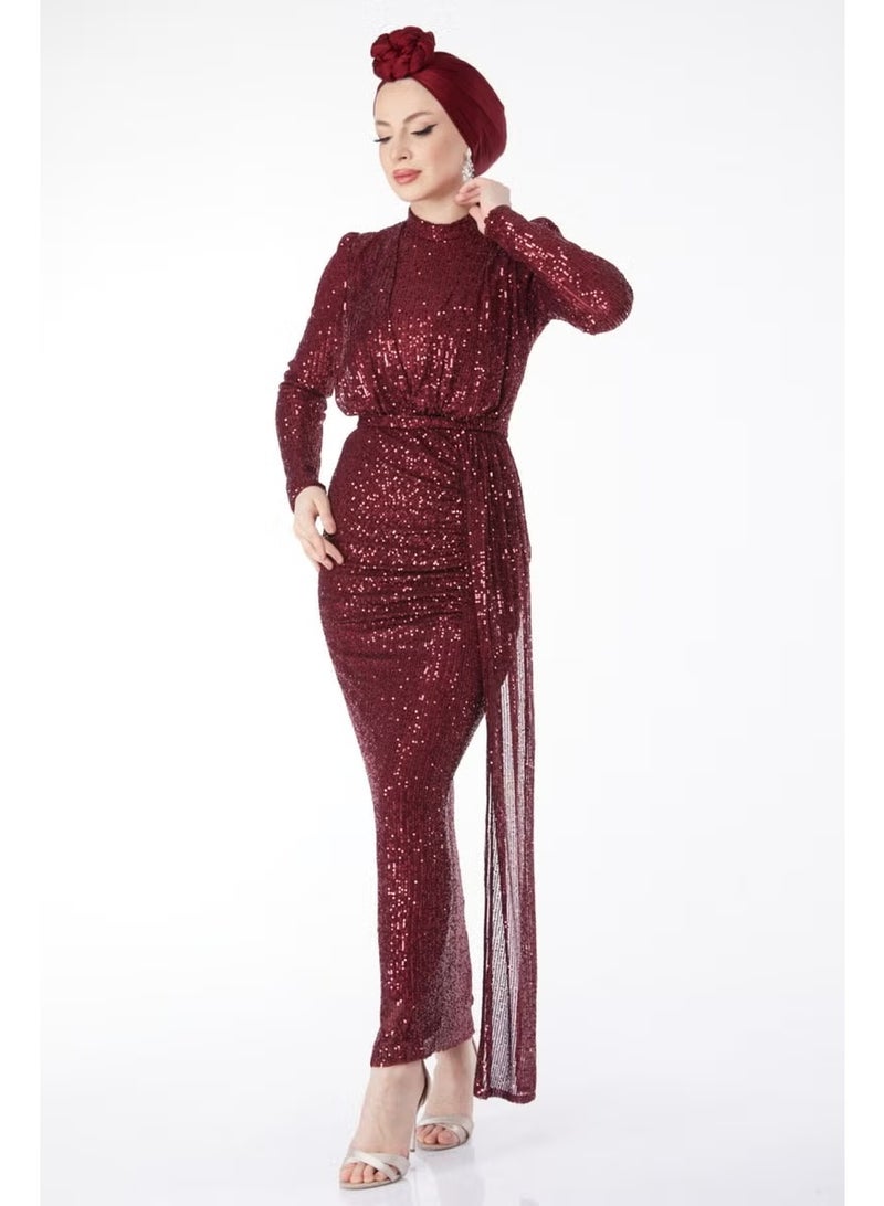 Tofisa 24598-BORDE Double-breasted Sequined Evening Dress - Image 2