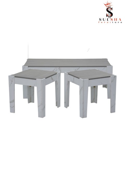 Sulsha Coffee Table , Center Table, Solid Wood Accent Table Crafted In Unique And Quality Material Light Grey Colour