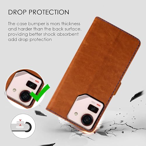 Casotec Flip Cover Back Case for Ai+ Pulse 4G | Premium Leather Finish | Inbuilt Pockets & Stand | Flip Cover Back Case for Ai+ Pulse 4G (CamelBlue) - Image 3