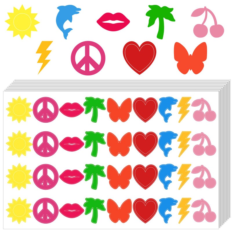 Spakon 720 Pieces Tanning Sunbathing Stickers Perforated Body Self Adhesive Heart Butterfly Lips Tanning Bed Stickers for Face and Beach Accessories 9 Style(Multicolor,Heart) - Image 1