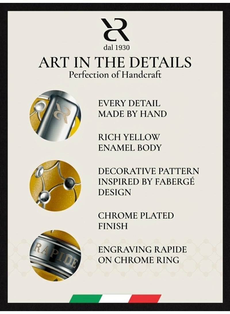 أنكورا رابيد فابر "كروم" – قلم جاف فاخر مستوحى من روائع فابرجيه | مصنوع يدويًا في إيطاليا (فابر "كروم – أصفر") - Image 3