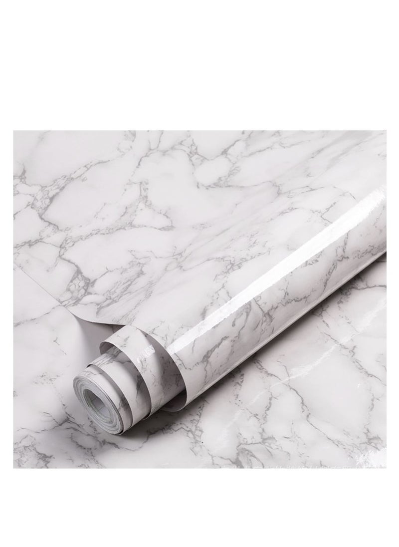 Generic - White Grey Marble Contact Paper, Peel and Stick Self-Adhesive Thick Wallpaper, Decorative Vinyl Waterproof, 300 x 40cm - Image 1