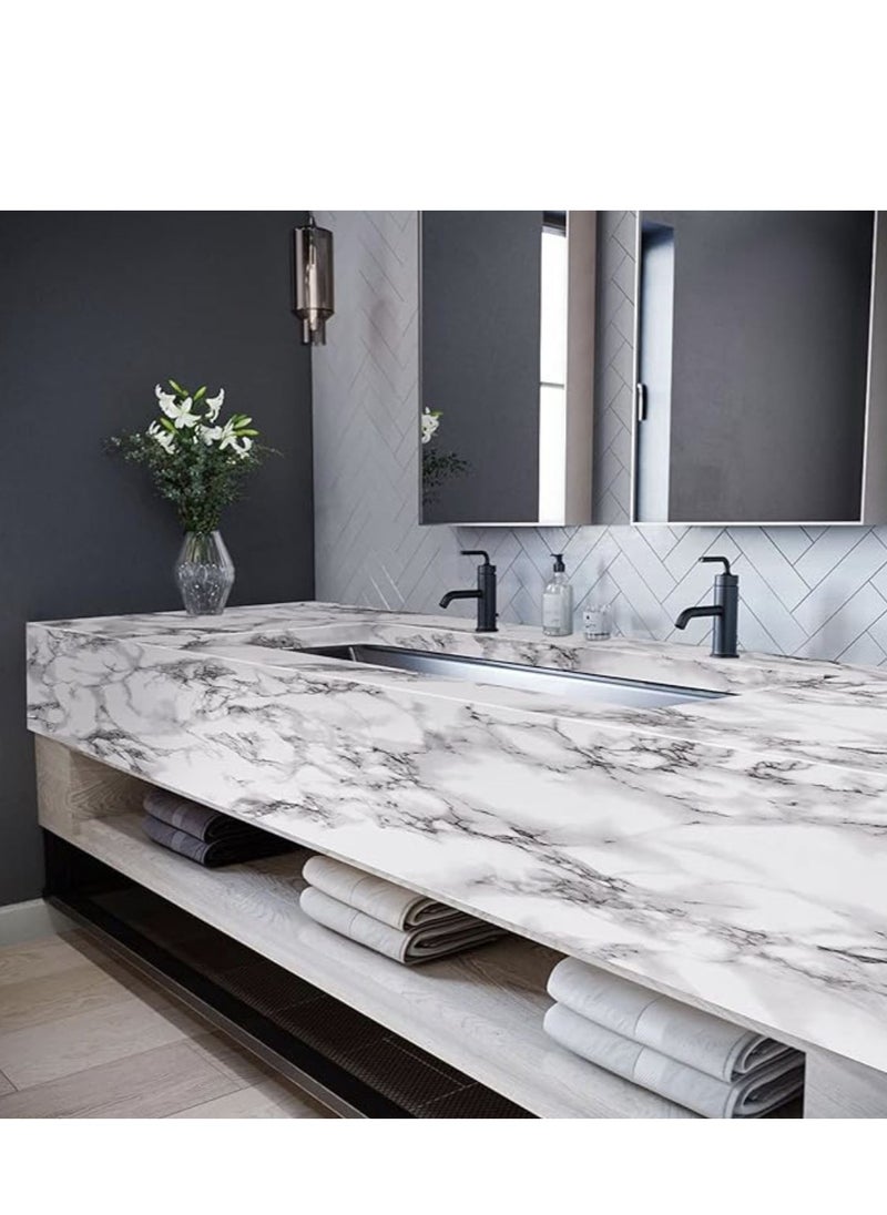 Generic - White Grey Marble Contact Paper, Peel and Stick Self-Adhesive Thick Wallpaper, Decorative Vinyl Waterproof, 300 x 40cm - Image 1