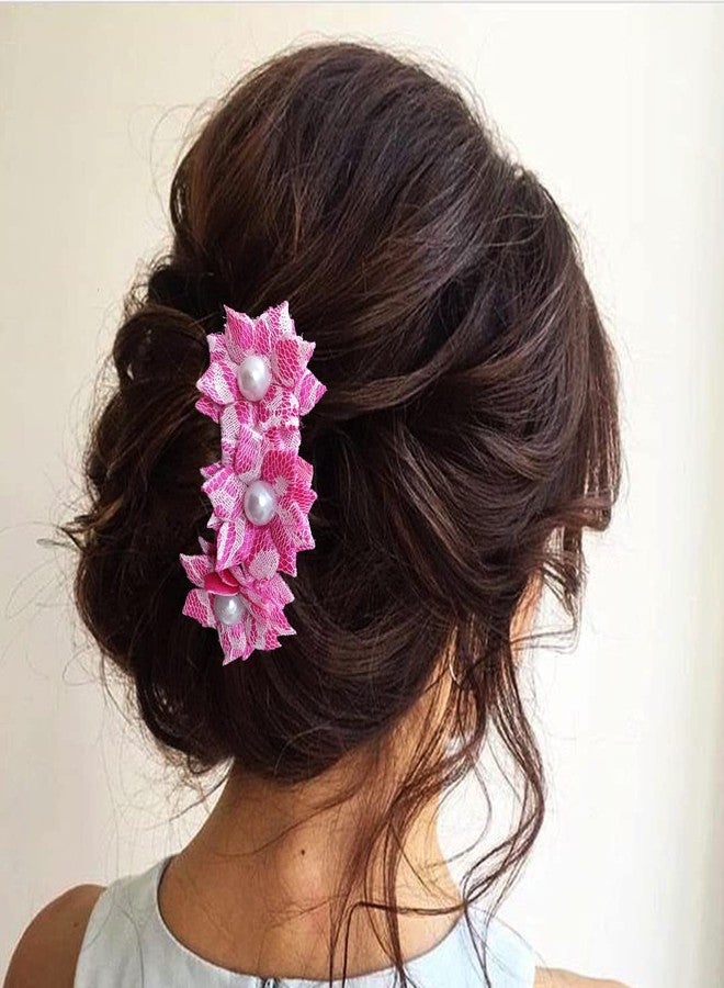 Hair Flare Artificial Multicolor Flowers Made Barretes/Hair Comb Slides/Hair pin/Juda Pin/Hair Accessories for Women and Girls-2509, Set of 5 Barretes - Image 2