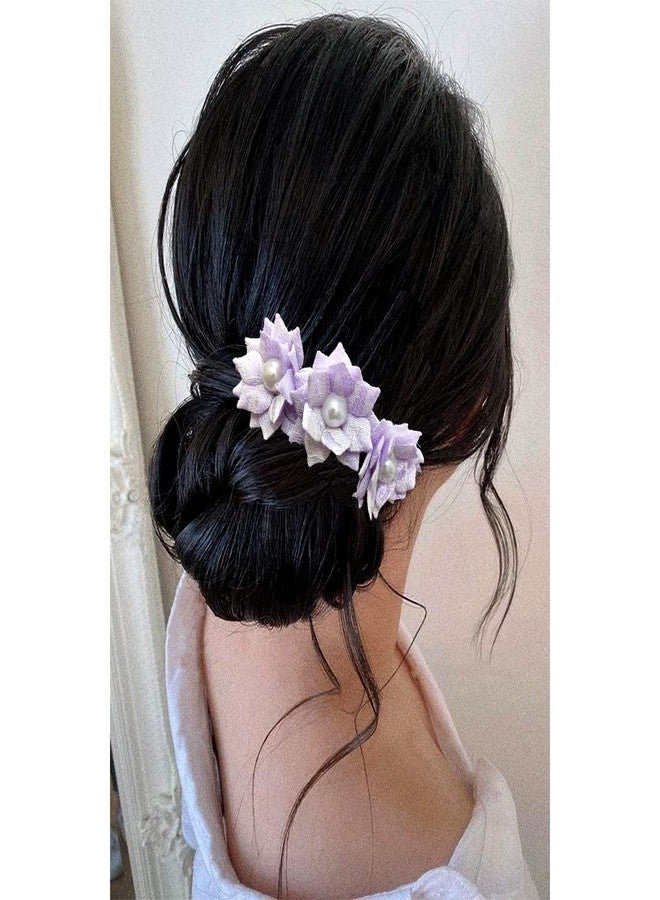 Hair Flare Artificial Multicolor Flowers Made Barretes/Hair Comb Slides/Hair pin/Juda Pin/Hair Accessories for Women and Girls-2509, Set of 5 Barretes - Image 4