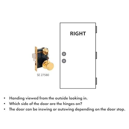 SEGAL Prime-Line SE 27580 2-1/2 in. Backset, Entrance Mortise Lockset, Wrought Solid Brass, Right Handed (Single Pack) - Image 3
