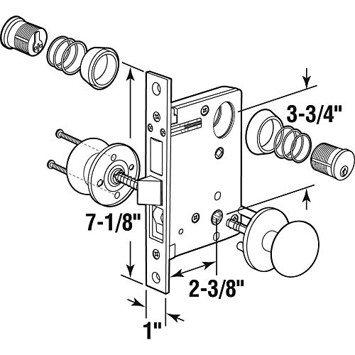 SEGAL Prime-Line SE 27580 2-1/2 in. Backset, Entrance Mortise Lockset, Wrought Solid Brass, Right Handed (Single Pack) - Image 2