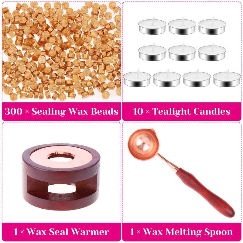 PAXCOO Sealing Wax, Paxcoo 312pcs Sealing Wax Kit with Wax Seal Beads, Wax Seal Warmer, Wax Spoon and Tealight Candles for Wax Stamp Letter Sealing - Image 2