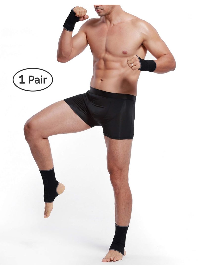 مشد دعم الكاحل المرن بتصميم الكعب المفتوح - نسيج محبوك يسمح بمرور الهواء لثبات المفاصل - رباط ضاغط عالي الأداء للرجال والنساء والأطفال - زوج واحد - Image 3