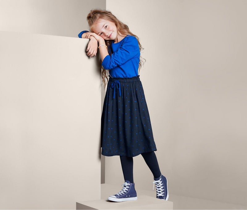 Tchibo Kids Girls Midi Skirt, Navy Blue - Image 1
