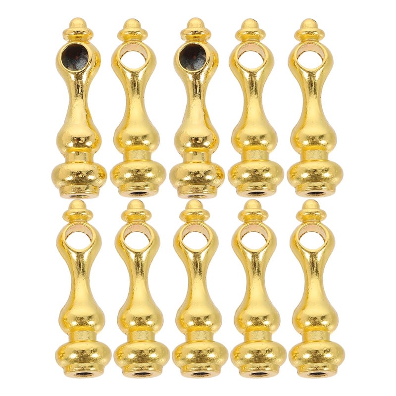 Veemoon 10pcs Shelf Railing Bracket Spindles Connectors, Decorative Gold Metal Spindles Shelves Gallery Rails Railing Post End Caps Connector for Wine Cabinet and Cart Craft Projects (Aperture 6 MM) - Image 1