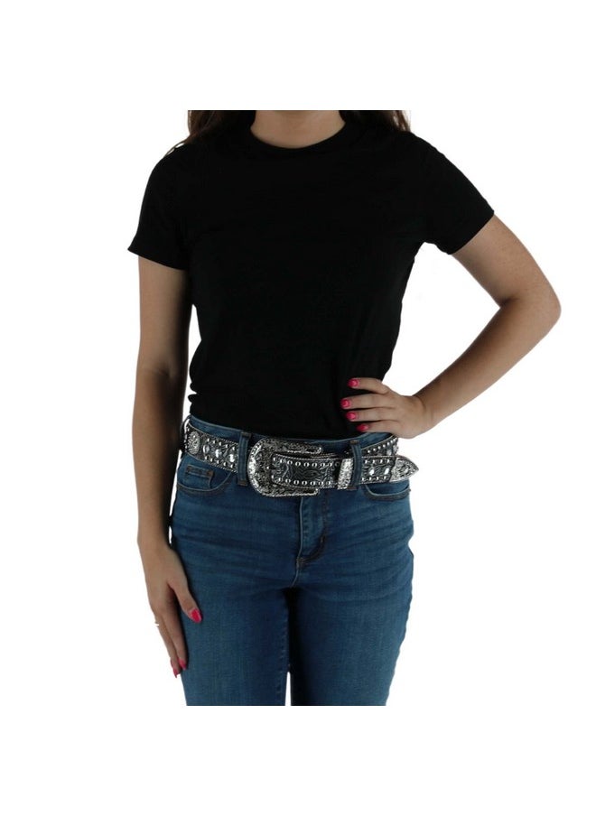 Blazin Roxx - Women'S Tooled Concho Belt Black Xlarge - Image 1