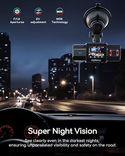 COOAU Dual Dash Cam 2.5K+1080P, Dash Cam Front and Inside, Built-in GPS and WI-FI, Dash Camera for Cars, Perfect for Uber and Taxi Drivers, Night Vision, Accident Record, 24Hr Parking Mode - Image 4