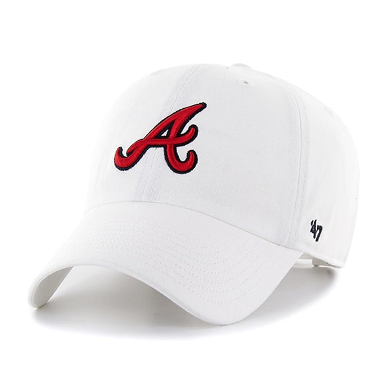 47 MLB Unisex-Adult White/Team Color Clean Up Adjustable Hat Cap - One Size (US, Alpha, One Size, Atlanta Braves White/Red) - Image 1