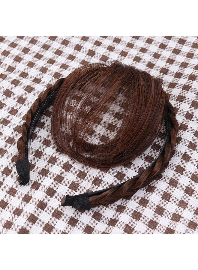 OSALADI Saladi Bang Hair Bands Synthetic Headband Wig With Bangs Front Hair Bangs Headband Braided Hair Hoop For Women Front Hair Extensions Light Front Hair Bangs Brown Headband Bangs - Image 5