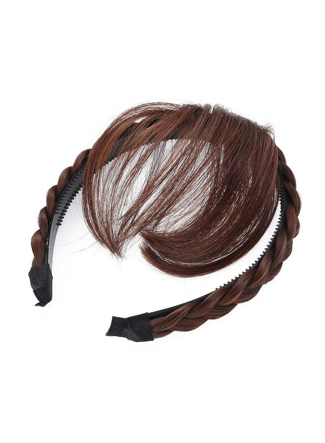 OSALADI Saladi Bang Hair Bands Synthetic Headband Wig With Bangs Front Hair Bangs Headband Braided Hair Hoop For Women Front Hair Extensions Light Front Hair Bangs Brown Headband Bangs - Image 3