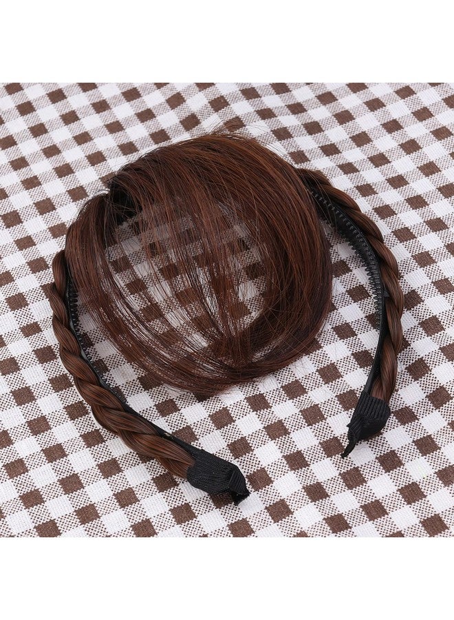 OSALADI Saladi Bang Hair Bands Synthetic Headband Wig With Bangs Front Hair Bangs Headband Braided Hair Hoop For Women Front Hair Extensions Light Front Hair Bangs Brown Headband Bangs - Image 4
